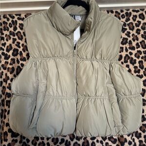 H&M Quilted Vest in Light Olive